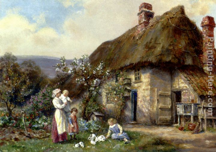 720x508 Frank Moss Bennett In A Cottage Garden Painting Anysize 50% Off - Victorian Garden Painting