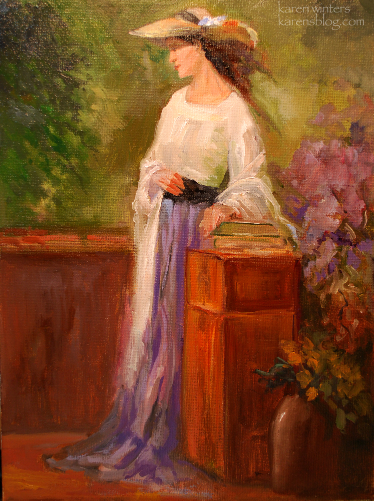 747x1001 Victorian Lady Figurative Oil Painting - Victorian Girl Painting