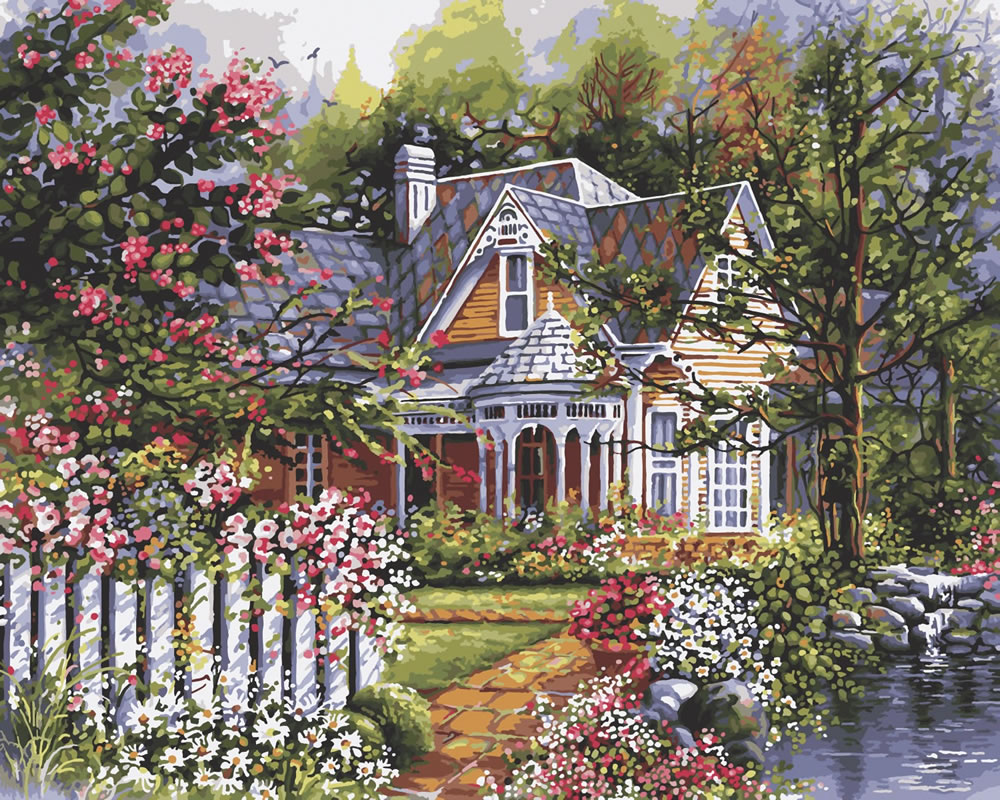 1000x800 Victorian Cottage Paint By Number Kit By Plaid Bucilla - Victorian House Painting
