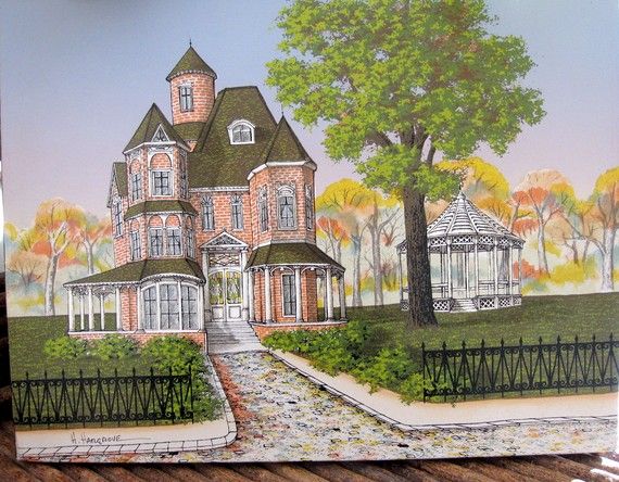 570x444 Victorian House Portraits - Victorian House Painting