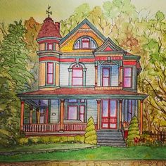 236x236 27 Best House Portraits Images On House Paintings - Victorian House Painting