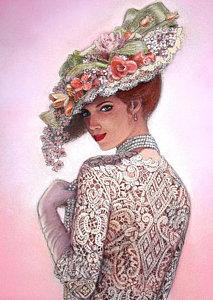 213x300 The Look Of Love Painting By Sue Halstenberg - Victorian Lady Painting