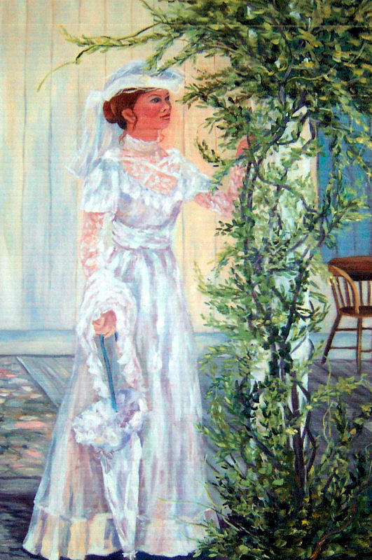 531x800 Victorian Lady On Poarch Painting By Lorna Skeie - Victorian Lady Painting