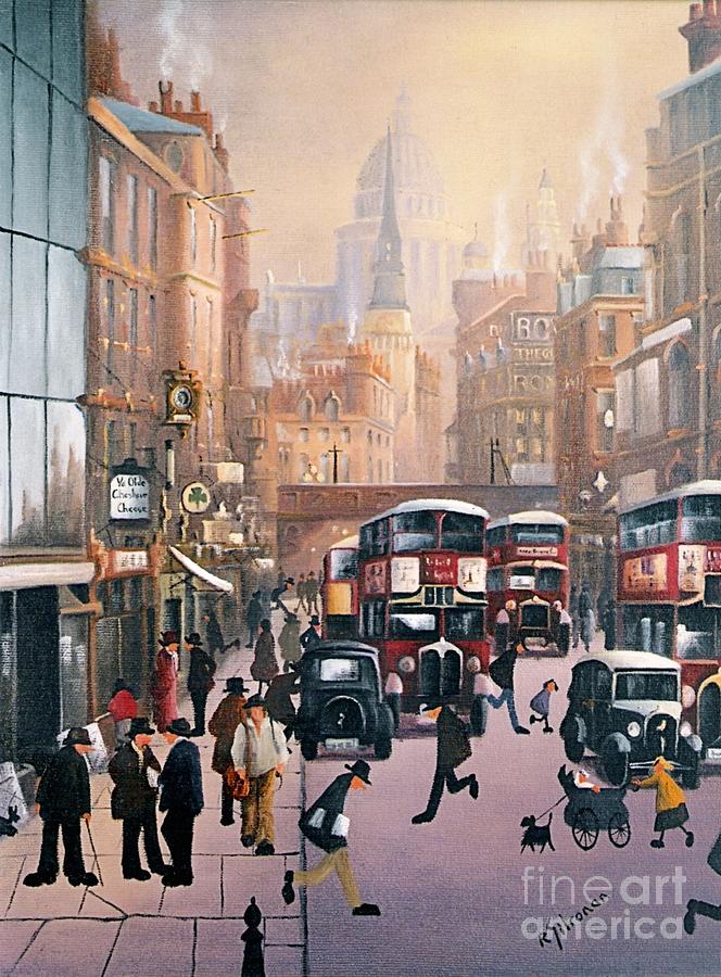 664x900 London Fleet Street Painting By Ray Gilronan - Victorian London Painting