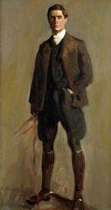 364x685 Brian Hatton (English, 1887 1916) Self Portrait In Hunting Kit - Victorian Man Painting