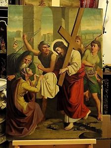 225x300 Catholic Antique Victorian Old Master Oil Painting Icon Veronica - Victorian Painting