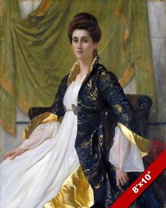 240x300 Victorian Era Woman In Elaborate Dress Portrait Painting Art Real - Victorian Painting Woman