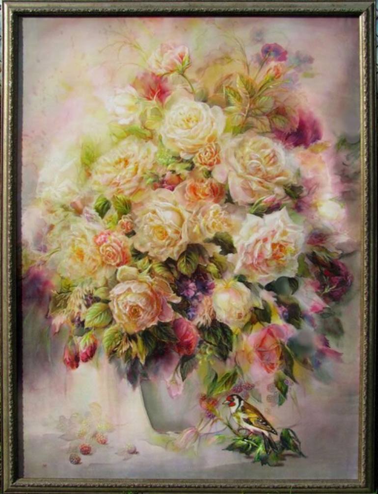 770x1008 Saatchirt Still Life In Victorian Style With Rosesnd - Victorian Style Painting