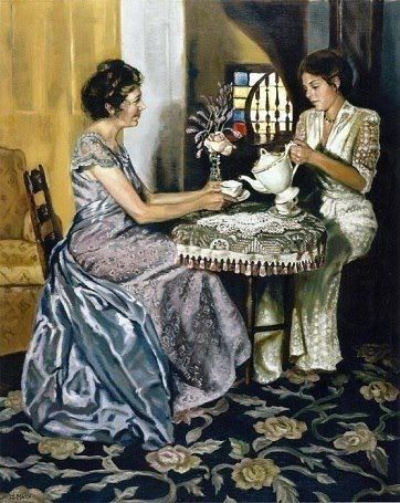 362x455 Deborah Macy Afternoon Tea Time For Tea - Victorian Tea Party Painting