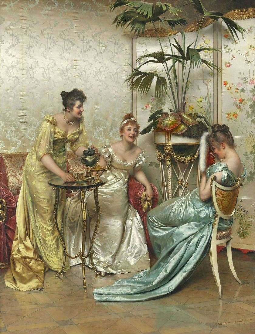 840x1100 Frederic Soulacroix - Victorian Tea Party Painting