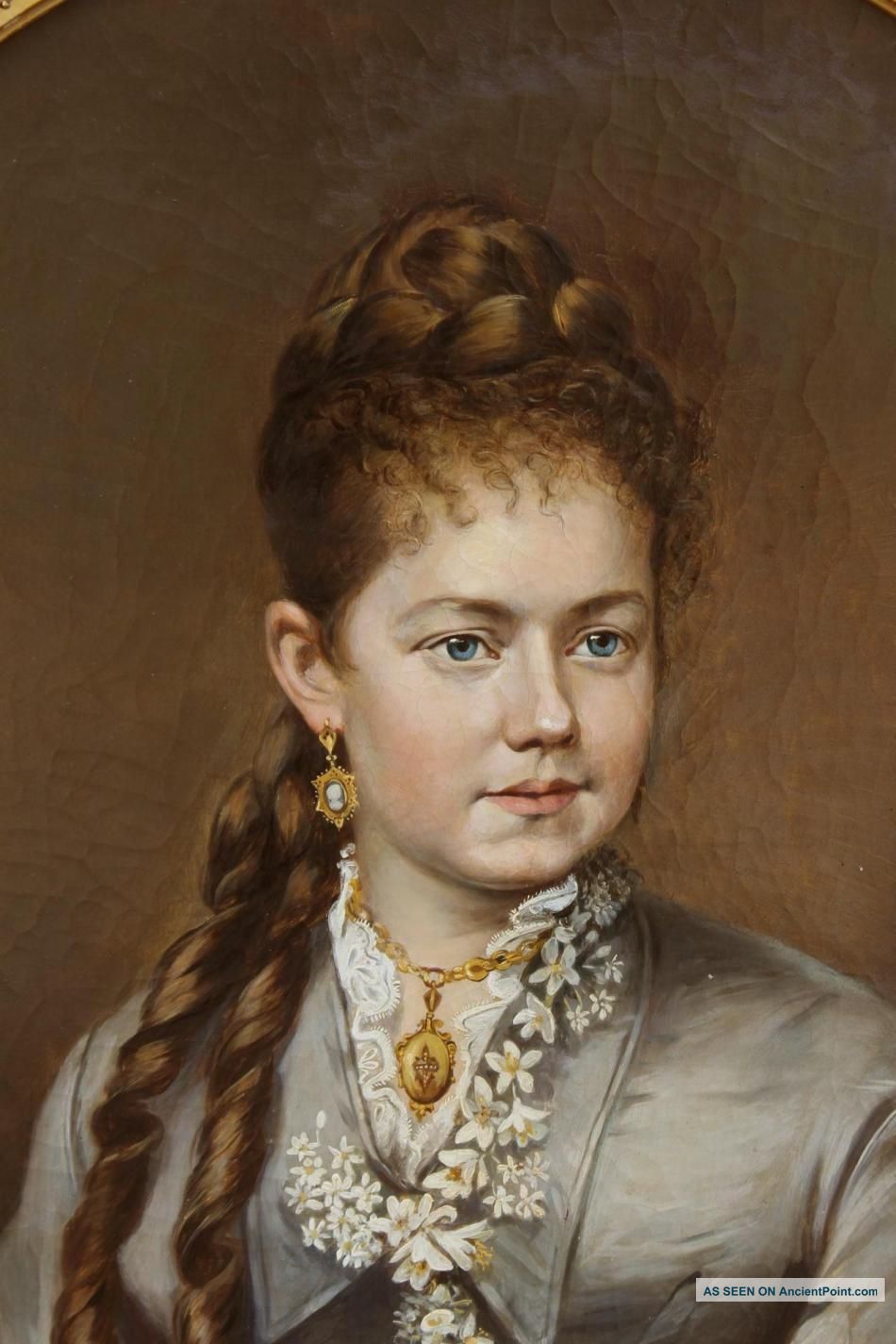 950x1425 19thc Antique John L Harding Oc Portrait Oil Painting Young - Victorian Woman Painting
