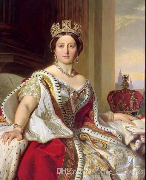 489x600 2018 Portrait Noblelady Queen Of Victoria With Crown,pure Hand - Victorian Woman Painting