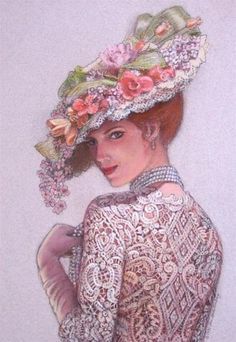 236x342 Paintings Of Women In Hats - Victorian Women Painting