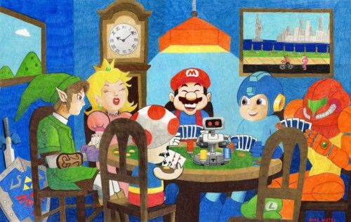 500x317 Super Mario Poker - Video Game Painting