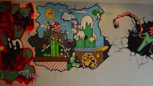 500x281 Video Game School Walls Sprite Stitch - Video Game Painting