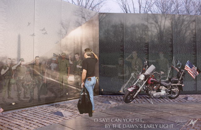 640x414 Px Art Prints Vietnam Reflections Painting Michelle Art Vietnam - Vietnam Memorial Painting
