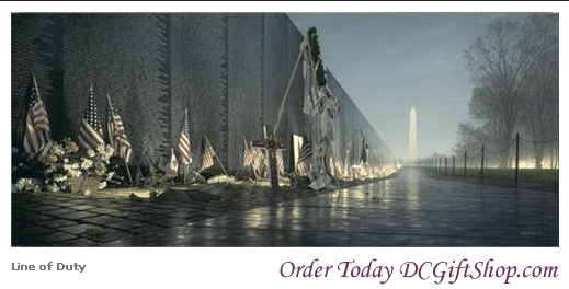519x264 Line Of Duty Vietnam Veterans Memorial Wall Lithograph Prints - Vietnam Memorial Painting