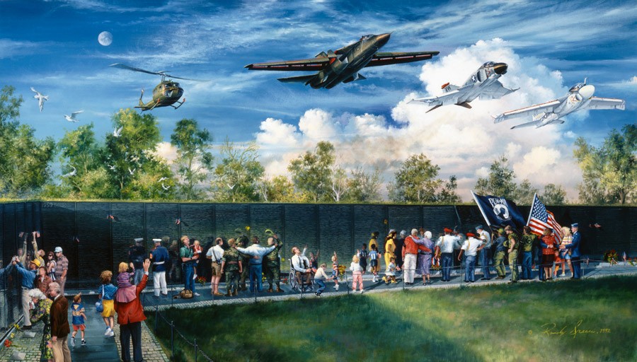 900x512 Vietnam Veterans Memorial Fly Over Mural - Vietnam Veterans Memorial Painting