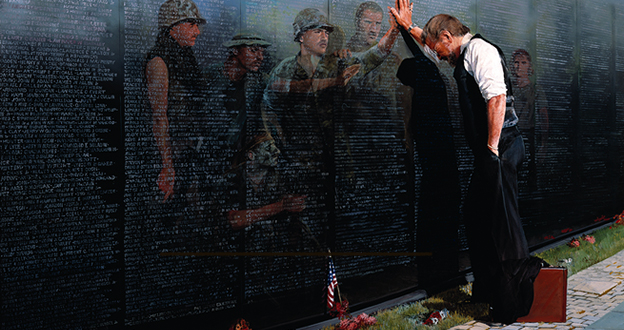 624x330 Vietnam War Memorial Reflection Painting - Vietnam War Memorial Painting