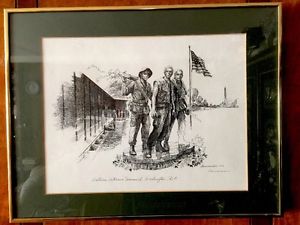 300x225 Don Cannavaro Signed Vietnam Veterans War Memorial Framed Litho - Vietnam War Memorial Painting