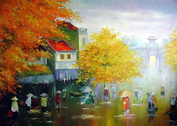 606x431 Vietnamese Oil Painting Viet Nam Information Red Gecko Travel - Vietnamese Oil Painting