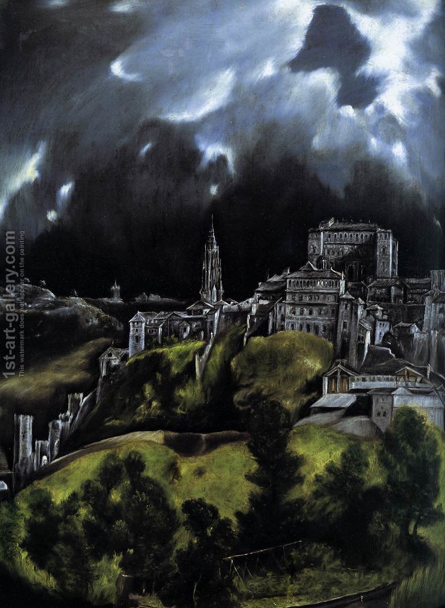 900x1228 View Of Toledo (Detail) 1597 99 El Greco Reproduction 1st Art - View Of Toledo Painting