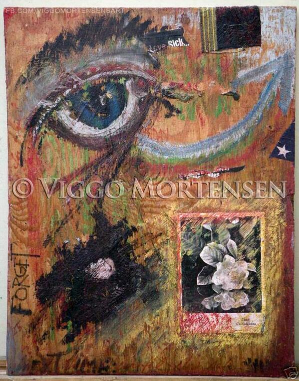 599x764 Viggo Mortensen Vma Twitter Forget Time, Collage Amp Oil - Viggo Mortensen Painting