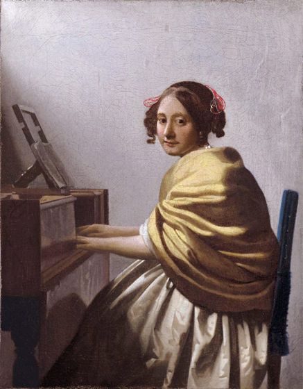 437x560 Vermeer A Young Woman Seated At The Virginal - Vigina Painting