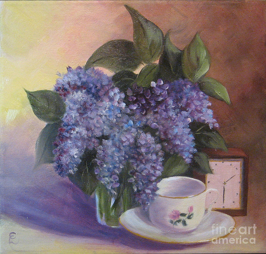 900x861 Lilac Vignette Painting By Colleen Lambert - Vignette Painting