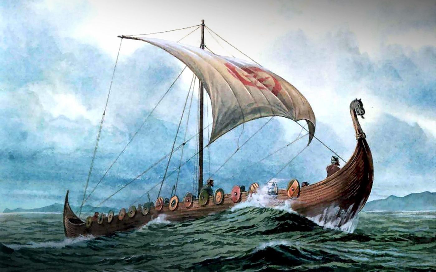 1400x875 Lords Of The Sea - Viking Longship Painting