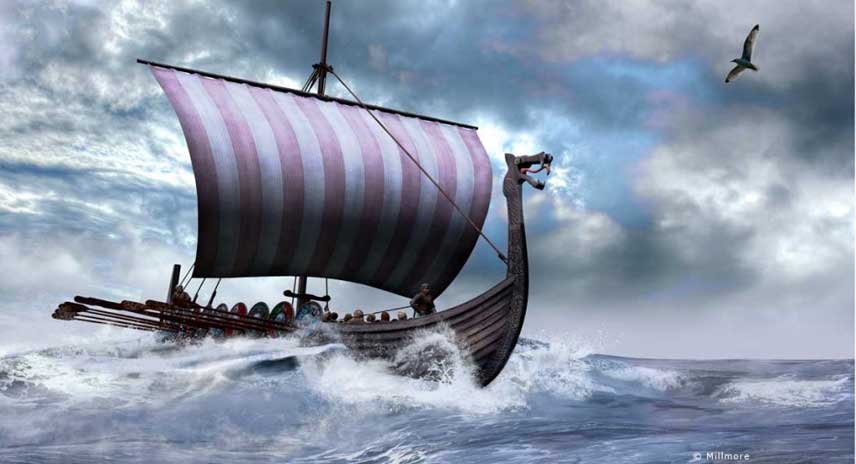 856x464 Photos Viking Ship Art, - Viking Longship Painting