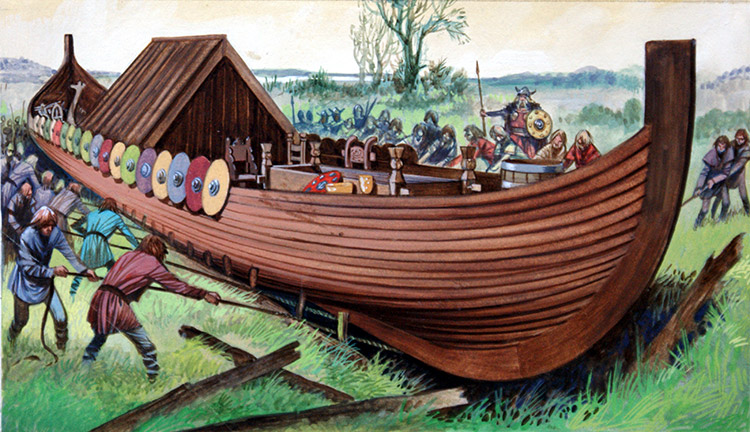 750x432 Viking Long Ship By Peter Jackson - Viking Longship Painting