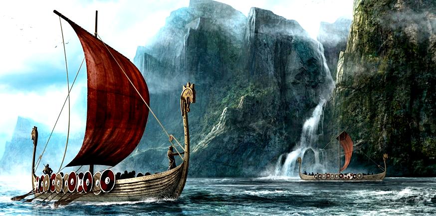 874x433 Vikings Longboats - Viking Longship Painting