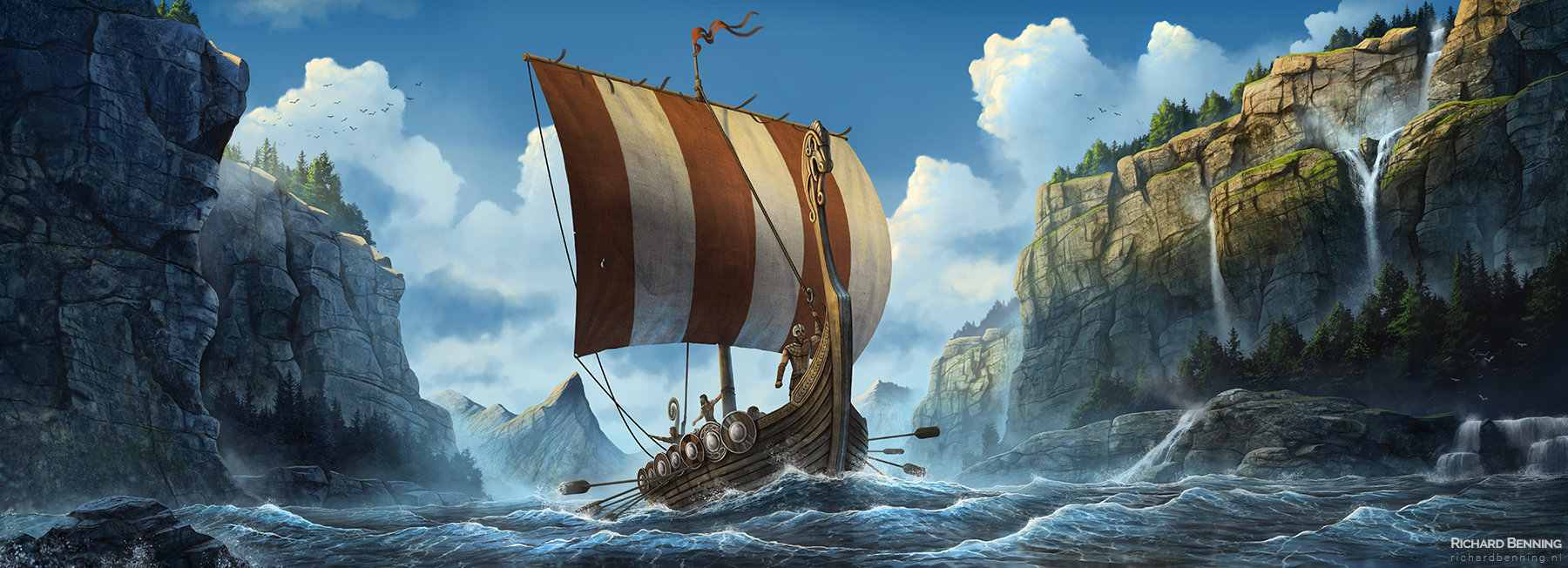 1800x652 Artstation - Viking Longship Painting