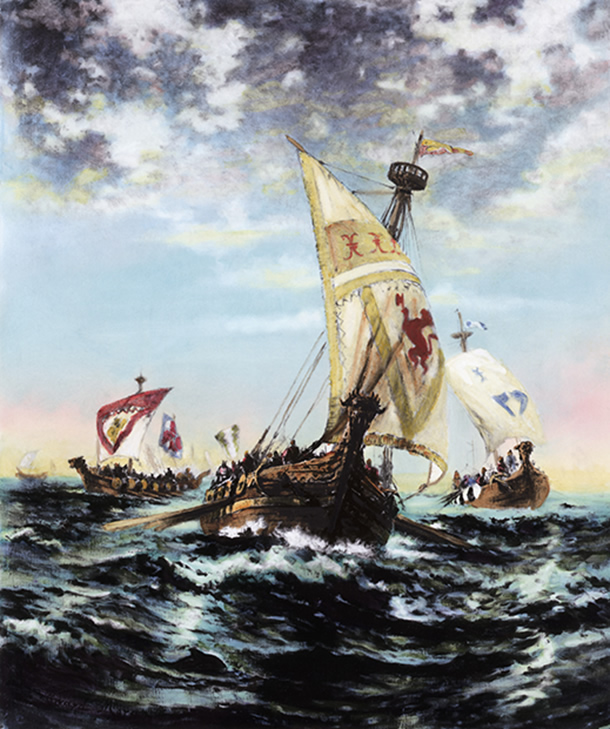 610x729 Gallery Ships (Article) Khan Academy - Viking Longship Painting