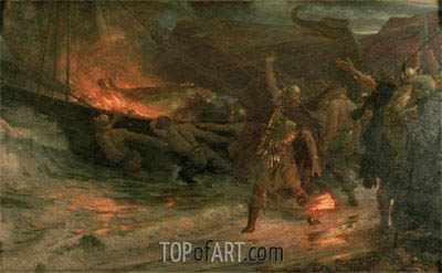 400x247 The Funeral Of A Viking Frank Dicksee Painting Reproduction - Viking Painting