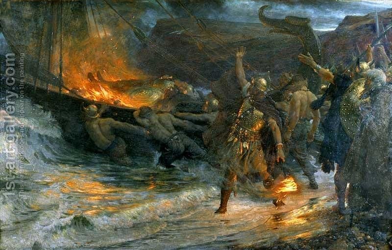 800x512 The Funeral Of A Viking 2 Sir Frank Dicksee Reproduction 1st Art - Viking Painting