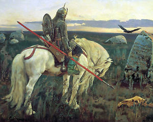 300x240 Germanic Tribe Knight On Horse German Viking Painting Canvas - Viking Painting