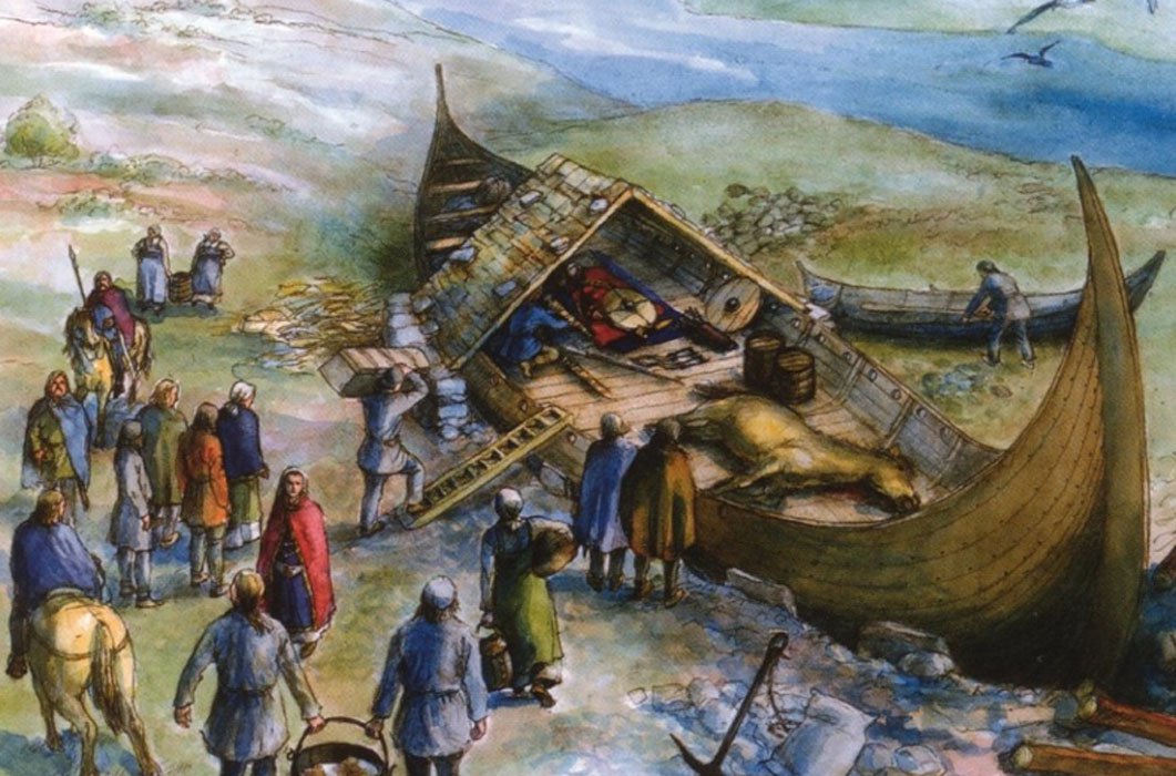 1061x700 1,000 Year Old Viking Boat Burial Discovered Under Market Square - Viking Ship Painting