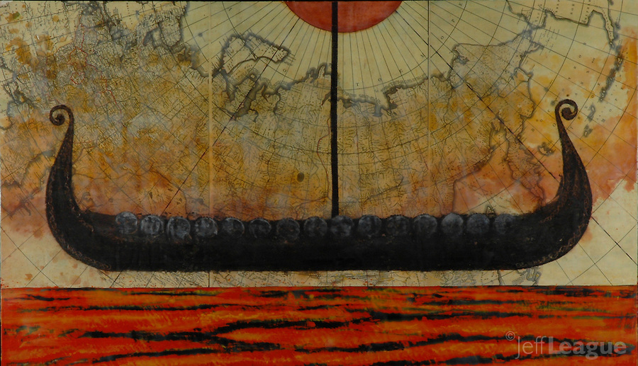 900x517 Spirit Boat 42 X 60 Jeff League - Viking Ship Painting