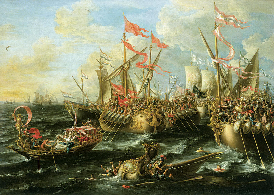 900x642 The Battle Of Actium 2 September 31 Bc Painting By Lorenzo Castro - Viking Ship Painting