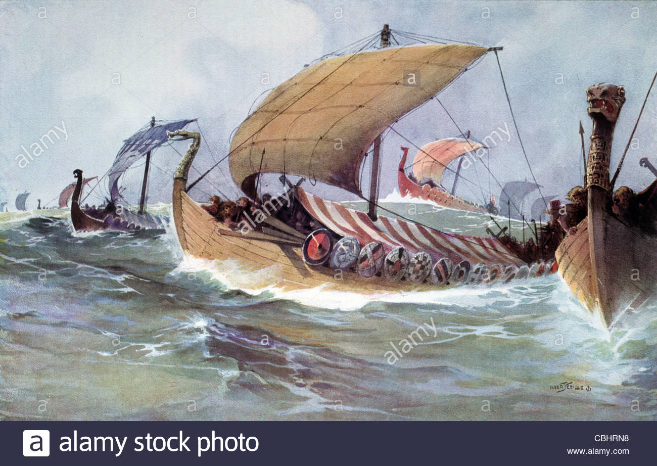 1300x922 Viking Ship, Ships, Fleet Or Armada Crossing The Sea. Painting By - Viking Ship Painting