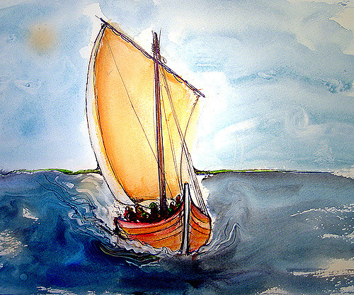 500x416 Viking Ship Painting Ross - Viking Ship Painting