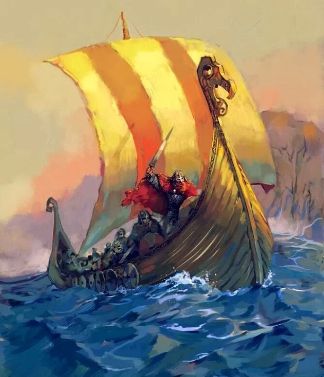 632x735 Viking History 837 - Viking Ship Painting