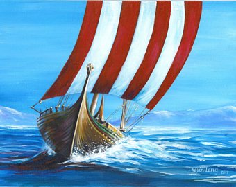 340x270 Viking Ship Painting Etsy - Viking Ship Painting