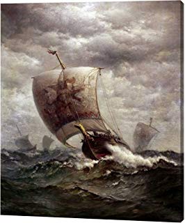 266x320 Real Hand Painted Abstract Viking Ship Canvas Oil - Viking Ship Painting