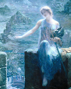 240x300 Germanic Viking Valkyrie Warrior In Valhalla Painting Real Canvas - Viking Valhalla Painting