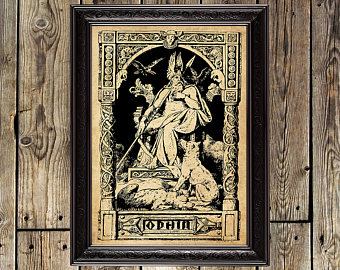 340x270 Viking Print Cat Print Ink Drawing Gift For Cat Lover Art - Viking Valhalla Painting