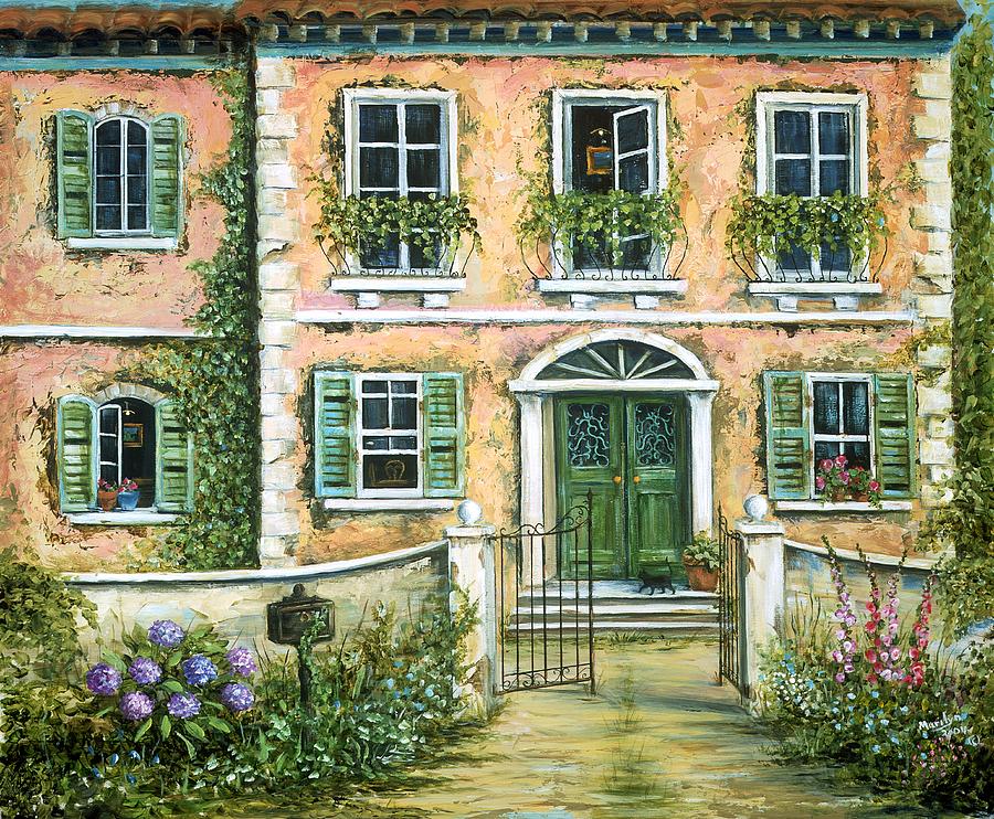 900x742 My Pink Italian Villa Painting By Marilyn Dunlap - Villa Painting