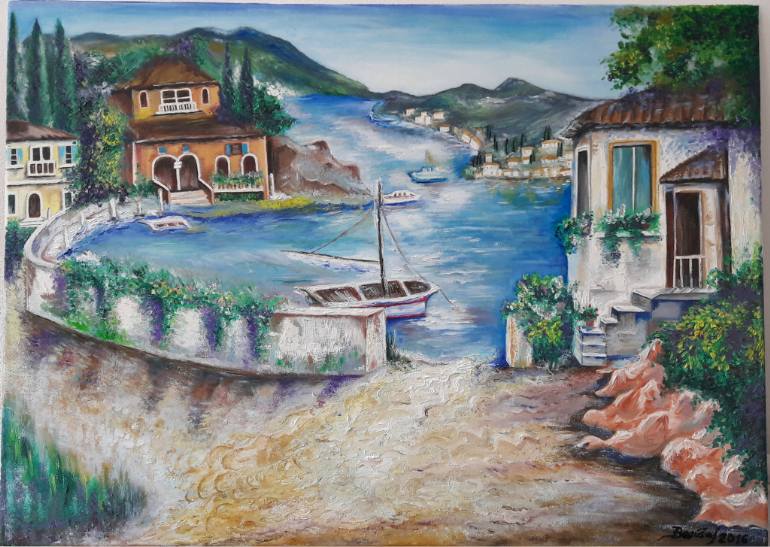 770x547 Saatchi Art Tuscany Villa By The Sea Painting By Zuzana - Villa Painting